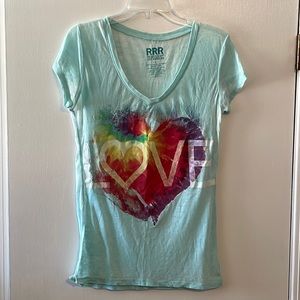 RRR Blue Graphic V Neck Tee